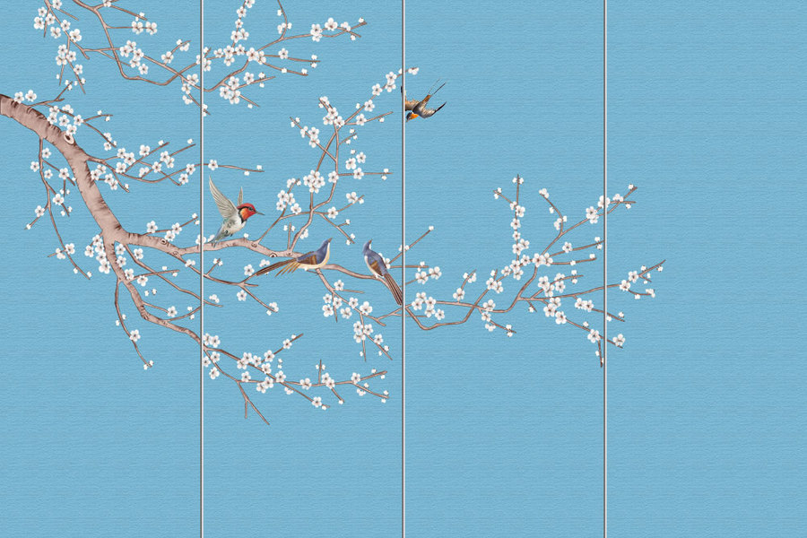 手绘梅花鸟硬包