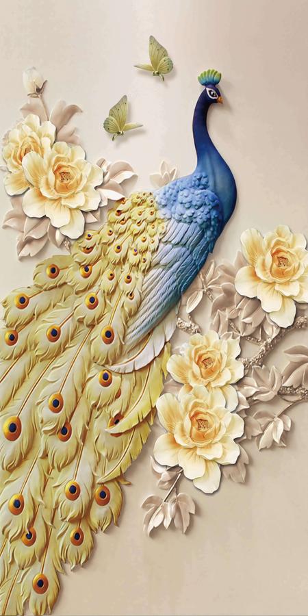 立体浮雕孔雀花玄关